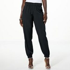 #59 G by Giuliana Black Linen Blend Jogger Pants Pockets Women Size S